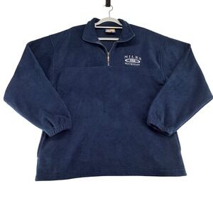 Vintage XNT Niles Michigan USA Navy Blue Fleece Quarter Zip Pullover Mens Medium
